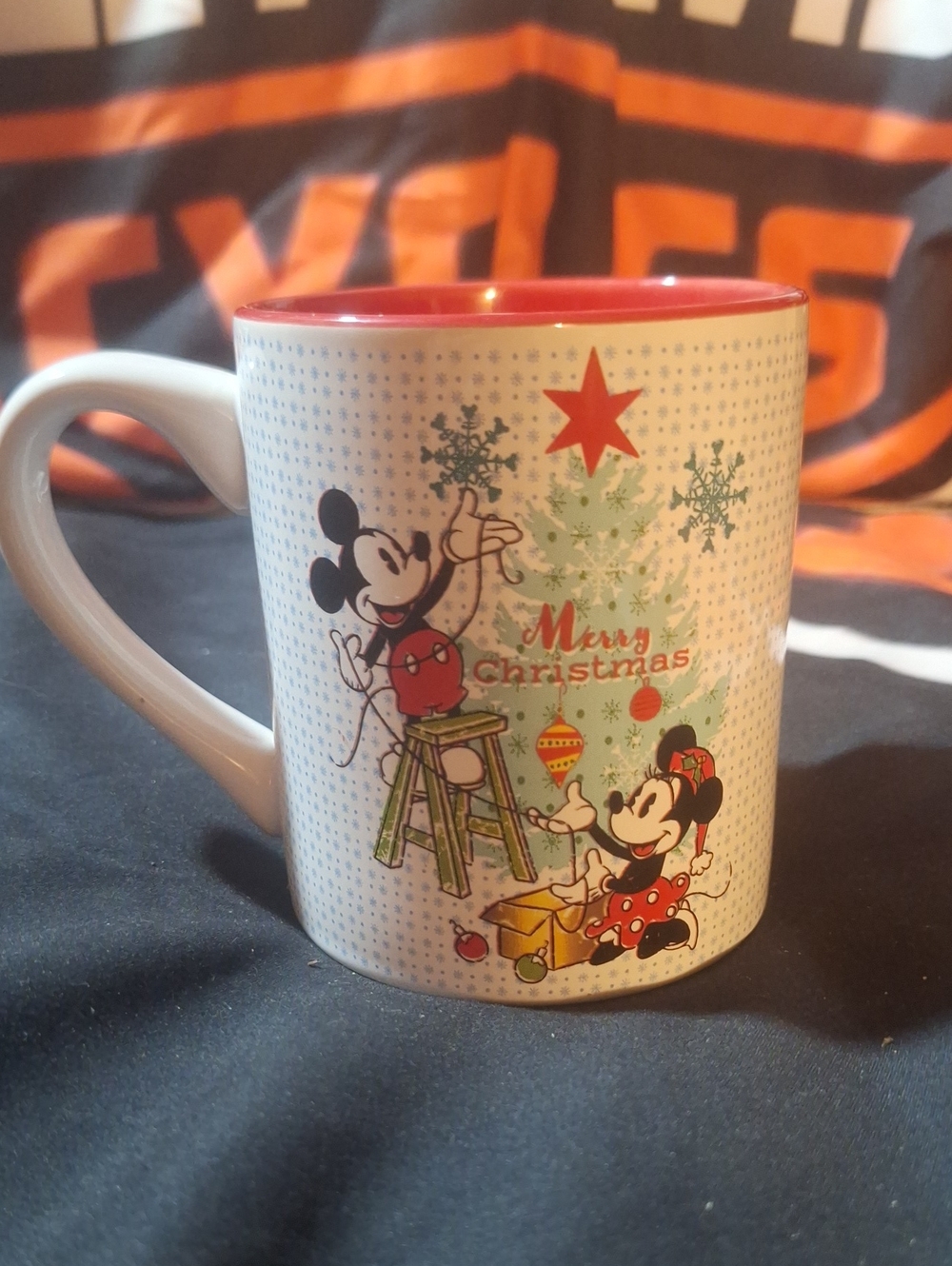 Disney Mickey & Minnie Christmas Mug with Red Interior